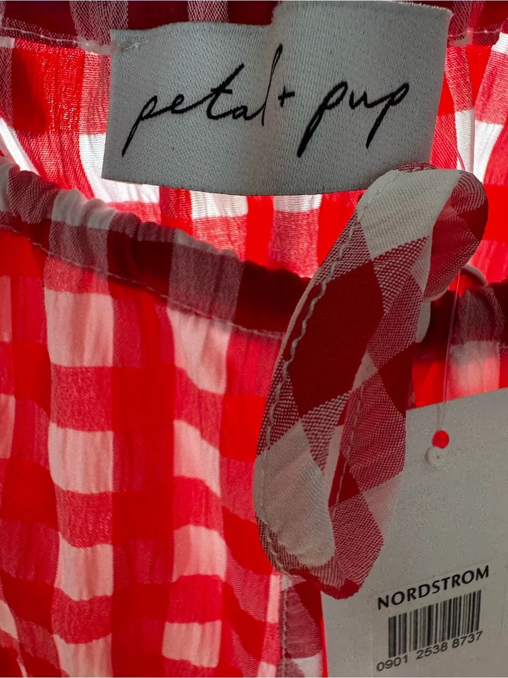 Petal & Pup Red and White Gingham Drawstring Mini Dress - Picture 4 of 4